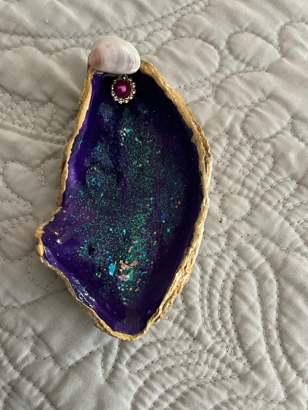 Handmade Oyster Shell Trinket Dish 5 inches